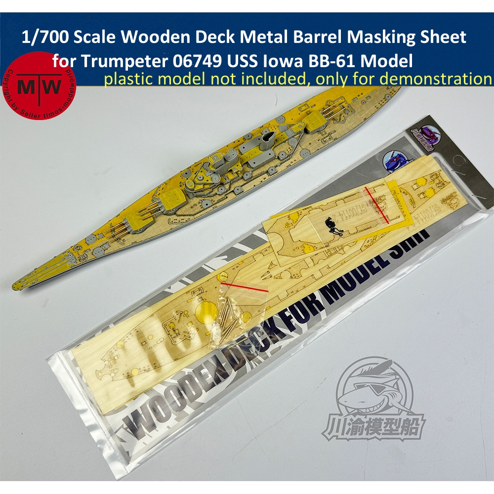 Model Kit Uss Iowa - Drewniana pokładka w skali 1/700, metalowe