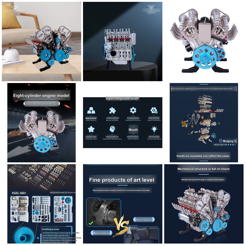 Model Kit Engine V8 - Zestaw do samodzielnego montażu 3D mechanicznego