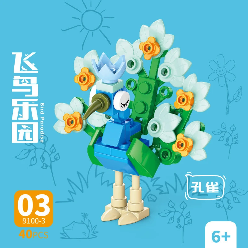 Model Kit Bandai - Klocki Zwierzęta Ptak Raj Kruk Papuga
