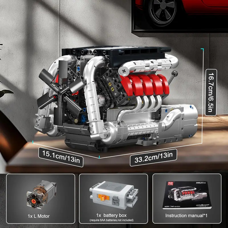 Mould King 10203 1169 elementó – Model Kit Engine V8 recenzja i cena
