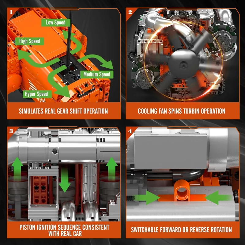 Mould King 10200 Model silnika – Model Kit Engine V8 recenzja i cena